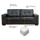 Ver imagem 3 de Sofá de Couro 3 Lugares Londres 206cm M06 Preto 450