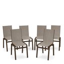 Ver imagem 1 de Kit 6 Cadeiras Jantar Gourmet Alumínio Marrom Tela Mocca
