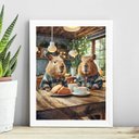 Ver imagem 1 de Quadro Decorativo Capivaras na Cozinha 24x18cm - com Vidro:madeira Preta