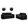 Conjunto Sofá 2 e 3 Lugares Grécia Suede:Preto - 2