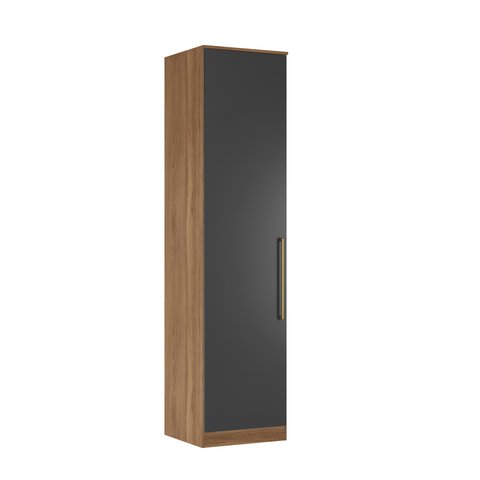 Armário Modulado 1 Porta com 6 Prateleiras Tóquio Amêndola/grafito para Quarto - Bela Móveis