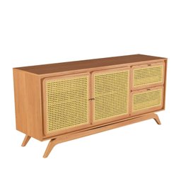 Balcão Buffet Ricco 167 Cm Laminado 2 Portas e 2 Gavetas com Palhinha Amêndoa - 4