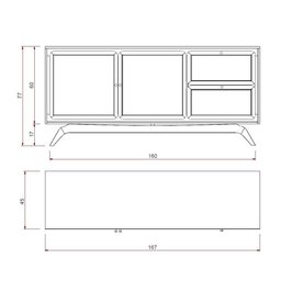 Balcão Buffet Ricco 167 Cm Laminado 2 Portas e 2 Gavetas com Palhinha Amêndoa - 5