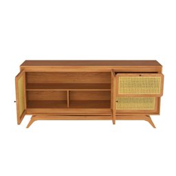 Balcão Buffet Ricco 167 Cm Laminado 2 Portas e 2 Gavetas com Palhinha Amêndoa - 3