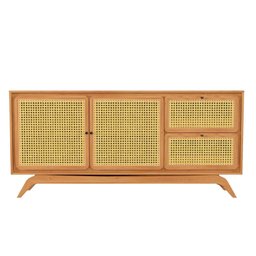 Balcão Buffet Ricco 167 Cm Laminado 2 Portas e 2 Gavetas com Palhinha Amêndoa - 2