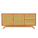 Ver imagem 2 de Balcão Buffet Ricco 167 Cm Laminado 2 Portas e 2 Gavetas com Palhinha Amêndoa