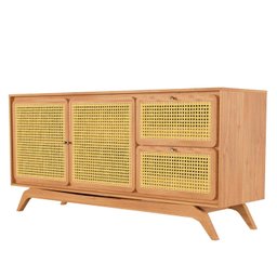 Balcão Buffet Ricco 167 Cm Laminado 2 Portas e 2 Gavetas com Palhinha Amêndoa - 1