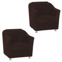 Ver imagem 1 de Kit 2 Poltronas Decorativa Reforçada Recepção Clinica Salão Suede Marrom