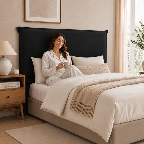 Cabeceira Decorativa King Size 1,95m Trento PU Preto - Gran Belo