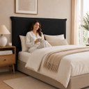Ver imagem 1 de Cabeceira Decorativa King Size 1,95m Trento PU Preto - Gran Belo