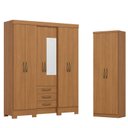 Ver imagem 1 de Guarda Roupa Casal 6 Portas 3 Gavetas Mentor com Espelho com Armario Multiuso Margarida Cinamomo - H