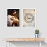 Kit 2 Quadros Jesus com Ovelha - Pai Nosso 45x34cm - com Vidro:madeira Preta - 2