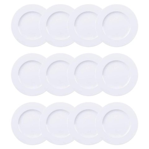 12 Pratos Rasos de Jantar Branco Liso Porcelana 28cm Tramontina Maria Augusta