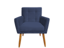Ver imagem 2 de Poltrona Decorativa Onix Suede Azul Marinho Pés Madeira Ms Decor