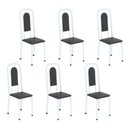Ver imagem 1 de Cadeiras para Sala de Jantar 6 Unidades Lara Branco/Preto Liso