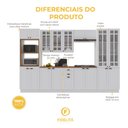 Ver imagem 5 de Armário de Cozinha Modulada Completa Fidelitá Nara 100% MDF 6 Peças 350cm 18 Portas 2 Gavetas com