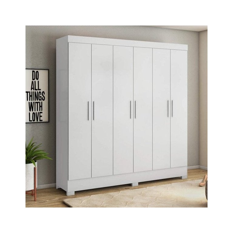 Guarda Roupa Casal 6 Portas Prático 63020 Branco Demóbile