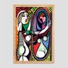 Quadro Picasso Mulher No Espelho Vinil Moldura Bege 63X42Cm - 1