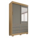 Ver imagem 3 de Guarda-Roupa com Pés e Espelho 2 Portas 6 Gavetas Luana Cinza/Jequitibá/Granizo
