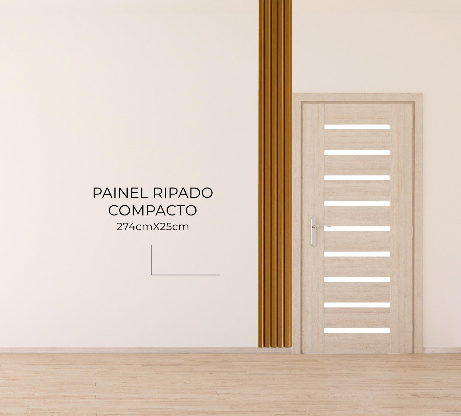 Painel Ripado Compacto 01: Unid. 274x25cm Larg. Talatto Painéis Amêndoa - 4