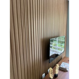 Painel Ripado Compacto 01: Unid. 274x25cm Larg. Talatto Painéis Amêndoa - 5