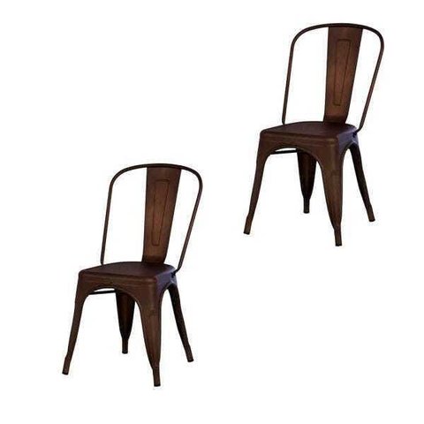 Kit 2 Cadeiras Ohome em Aço - Estilo Tolix - Chumbo