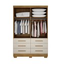 Ver imagem 3 de Guarda Roupa Solteiro com Espelho 2 Portas 6 Gavetas - Buriti-cumaru/fendi - Móveis Novo Horizonte