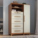 Ver imagem 1 de Cômoda com Sapateira e Cabideiro Multiuso 5 Gavetas 1 Porta Imperial Zanzini Madeir/off