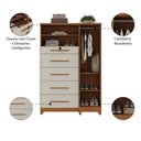 Ver imagem 4 de Cômoda com Sapateira e Cabideiro Multiuso 5 Gavetas 1 Porta Imperial Zanzini Madeir/off