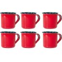 Ver imagem 1 de Jogo 6 Canecas Xícaras De 70ml Chá Café Esmaltadas Cozinha Vermelha