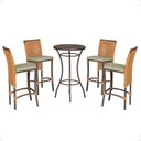 Ver imagem 1 de Mesa Bistrô e 4 Banquetas Roma Marrom Corda Náutica Estofado 7 Trama Original