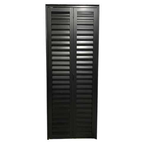 Porta de Alumínio Palheta com Trinco Lado Direito 210x90cm Preto Allo Esquadrias