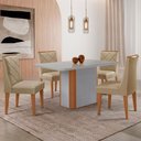 Ver imagem 1 de Mesa de Jantar Isadora 120cm Tampo Mdf Vidro com 4 Cadeiras Isadora