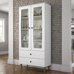 Cristaleira 2 Portas em Vidro 2 Gavetas Liz Móveis Henn - 1