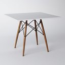 Ver imagem 1 de Mesa Eames Eiffel Quadrado Tampo de Madeira 90cm Branco - Cor: Branco
