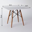 Ver imagem 2 de Mesa Eames Eiffel Quadrado Tampo de Madeira 90cm Branco - Cor: Branco