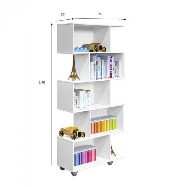 Estante Vertical para Livros com 5 Nichos Tigus Baby - Branco - 3