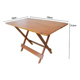Mesa Retangular Dobrável Bar 120x70 Madeira Maciça - Mel - 3
