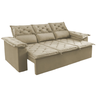 Sofá Top Compact 2 metros Retrátil e Reclinável 3 Lugares Suede Bege- Sofá na Web - 1