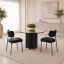 Ver imagem 1 de Kit 2 Cadeiras Sala de Jantar Lisa Pés Preto PU Preto m² - Monari Design