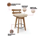 Ver imagem 6 de Kit 04 Banquetas Giratória Costela Suede Bege Base Madeira MA70 - D’Rossi