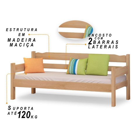 Sofa Cama Esmeralda de Madeira Maciça Cor Nogueira Transforme Seu Espaço com Conforto e Elegância
