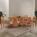 Ver imagem 1 de Mesa de Jantar Eloise 180cm Tampo Mdf Laminado com 6 Cadeiras Copper Premium Moderna Mobília
