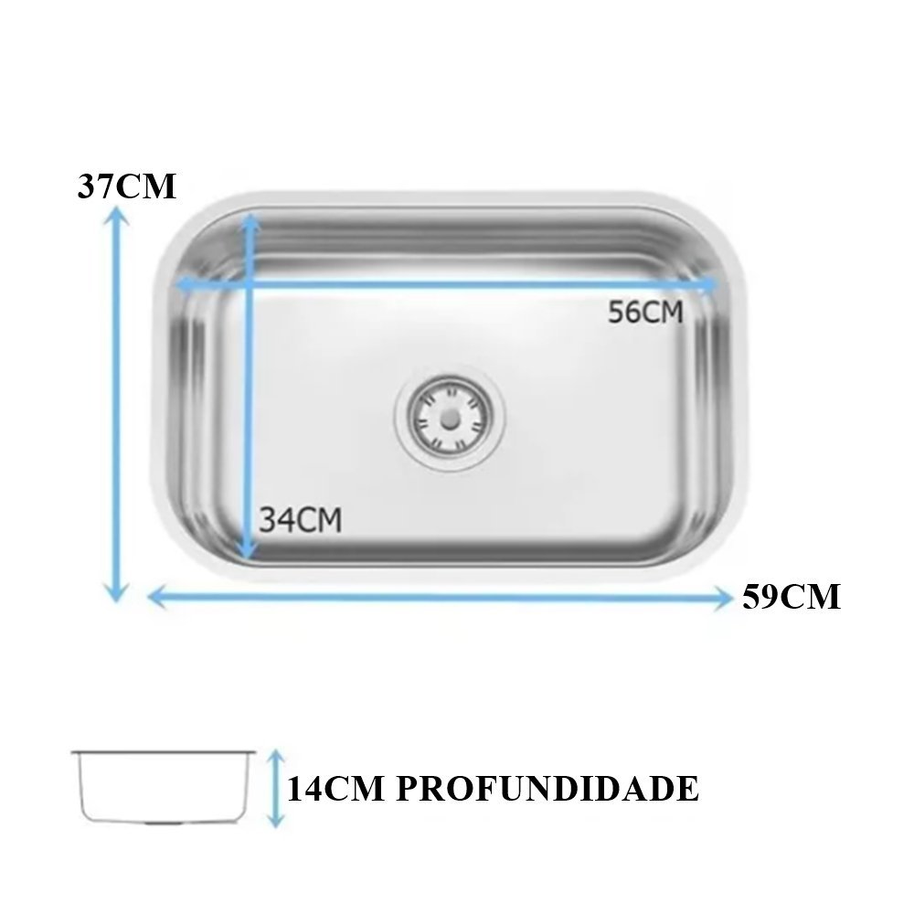 Kit Tramontina Polida Tanque 50x40x23cm + Cuba N2 56x34x14cm - 4