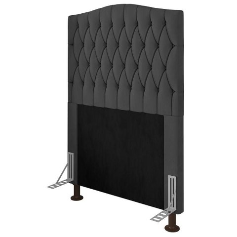 Cabeceira Cama Box Solteiro Greta 90cm com Frame Cinza