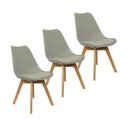 Ver imagem 1 de Kit 3 Cadeiras Charles Eames Leda Luisa Saarinen Design Wood Estofada Base Madeira - Cinza