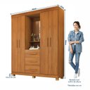 Ver imagem 3 de Guarda-Roupa 4 Portas 3 Gavetas com Espelho e Penteadeira Berlim Yescasa Marrom/Cinamomo