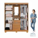 Ver imagem 4 de Guarda-Roupa 4 Portas 3 Gavetas com Espelho e Penteadeira Berlim Yescasa Marrom/Cinamomo