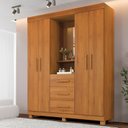 Ver imagem 1 de Guarda-Roupa 4 Portas 3 Gavetas com Espelho e Penteadeira Berlim Yescasa Marrom/Cinamomo