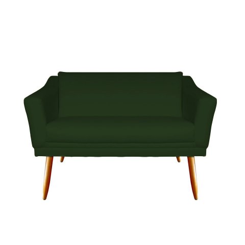 Namoradeira Decorativa Agatha Suede Verde 2 Lugares Pés Madeira Ms Decor